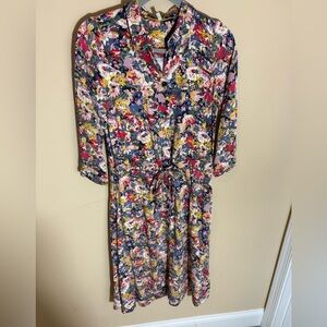 Joules Winslet long sleeve floral midi shirt dress size 4